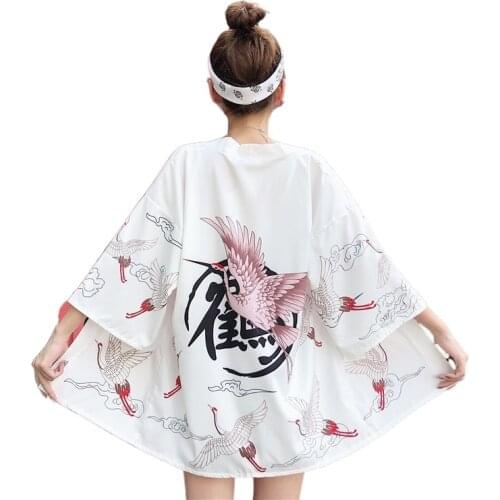 Summer Beauty Samurai Traditional Kimono Japanese Anime Clothes Cardigan Cosplay Men Women Yukata Female Shirt Blouse V1931