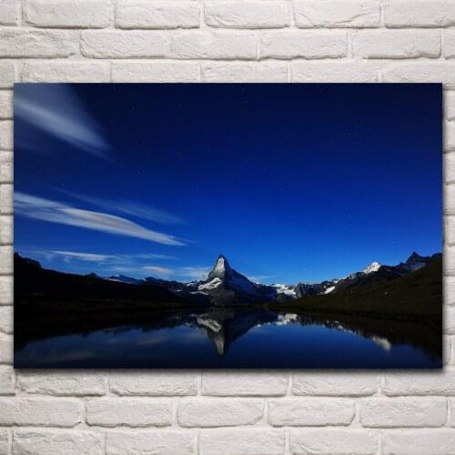 Matterhorn mountains snow clouds nature night landscape living room home wall art decor wood frame fabric posters KN536