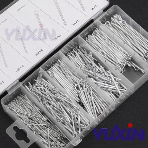 555Pcs/Set Split-Cotter Pins Mechanical Hitch Hair Tractor Fastener Clips Kit with Case Fastening Pins Assortment Kit Split Pin