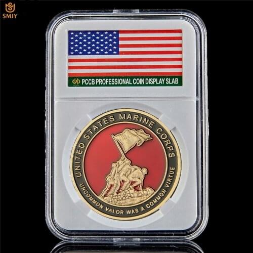 U.S. Marine Corps Semper Fidelis Challenge Coin Uncommon Valor Was A Common Virtue Metal Token Coin Collection W/PCCB