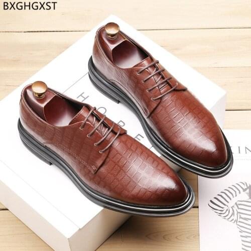Oxfords Men Formal Shoes 2021 Brown Elegant Shoes for Men Pointed Toe Leather Shoes Men Classic Chaussure Homme Zapatos Hombre