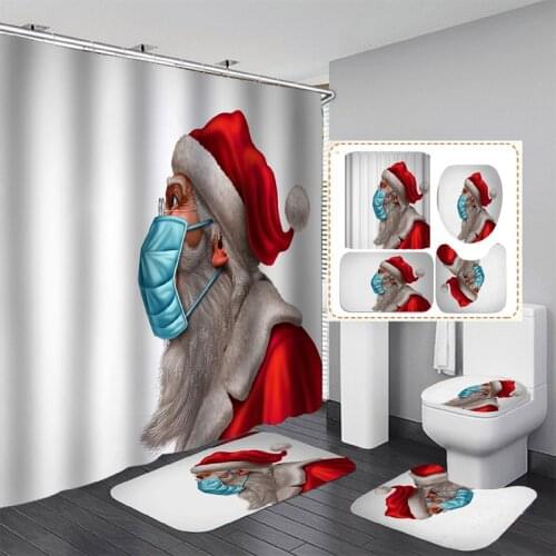Bathroom Decor Waterproof Shower Curtain Set Toilet Cover Non-Slip Bath Mat Rug Carpet Toilet Seat Bathroom Accessories Washable