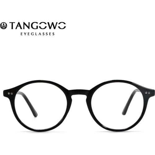 TANGOWO TR90 Glasses Frame Women Retro Round Prescription Eyeglasses 2020 Design Fashion Men Black Optical Myopia Eyewear CP1007