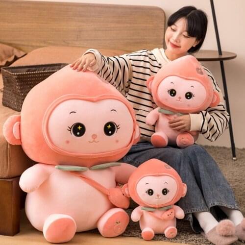 Lovely Pink Peach Monkey Plush Toy Monkey Soft Stuffed Kawaii Animal Dolls Sleep Pillow Home Bed Decor for Friend Girl Gift