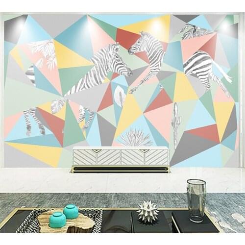 Custom Wall Mural Wallpaper Style Retro Hand Painted Colorful Wall Painting Wallpaper YM-O85