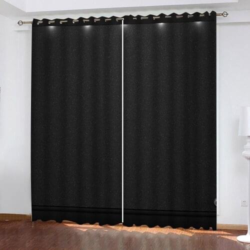 Luxury Blackout 3D Window Black curtain solid color Curtains For Living Room Bedroom Customized size