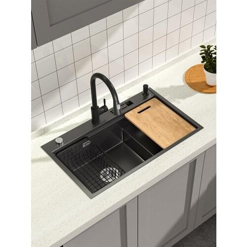 Stepped Design Kitchen Sink Controlled Drainage Of Countertop Topmount Single Bowl 304 Stainless Steel Basin For Home Fixture