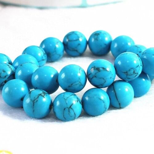 Blue synthetic veins calaite stone 4mm 6mm 8mm 10mm 12mm round loose beads diy turquoises women jewelry making 15inch B286