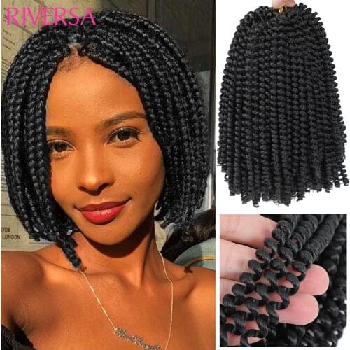 Sping Twist Crochet Braids Hair Bob Spring Twist Hair 1B Crochet Hair Ombre 8 Inch 110g/Pack 30 Strands Short Passion Twist Hair