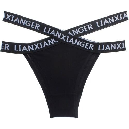 Sports Letter Sexy Panties Cross Bandage Womens Underpants Low Seamless Thong Breathable lingerieTemptation Beach black Breifs