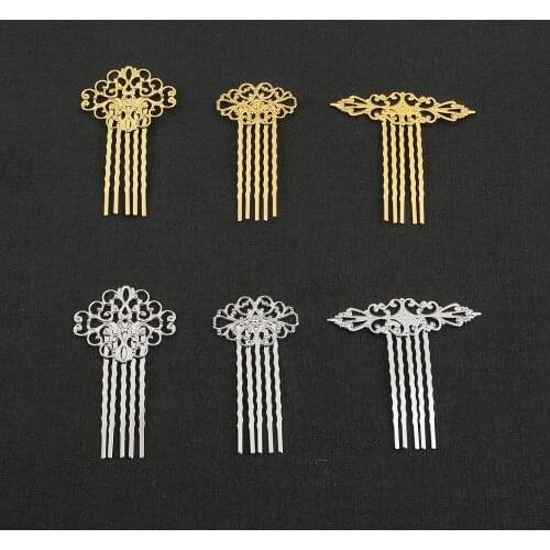 Temperament Fashion 5 Teeth Vintage Bronze Comb Hair Charm Ladies Flower Motif Hairclips Barrettes Retro DIY Jewelry Hair Wear