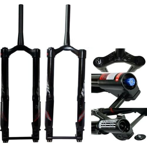 MTB Fat Bike Fork 26x5.0 Inch Tyre Disc Brake Thru Axle 15x150mm Air Suspension Forks 26er 5.0 Tires Cone Steering Tube 1 1/2