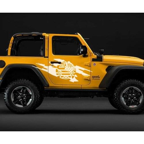 2PCS For Jeep Wrangler Car Stickers Reflective Stylish Auto Side Door Vinyl Film styling Decal Automobile Car Tuning Accessories