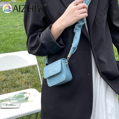 Vintage Women Messenger Bag PU Leather Pleated Solid Color Small Flap Handbags Solid Color Tote Bag 2021 Fashion