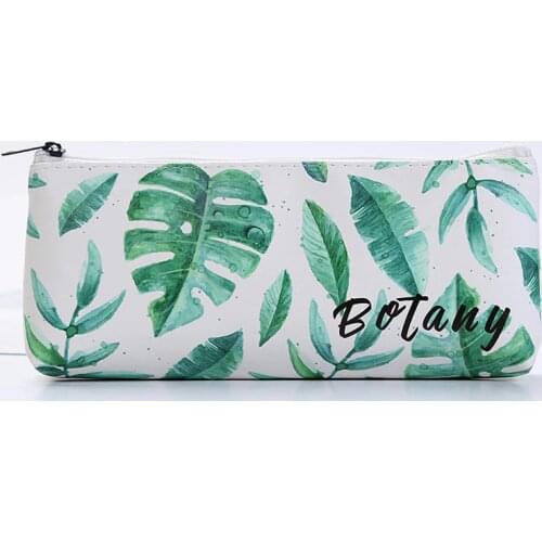 Large Capacity Leather Pencil Cases Cute Leaves Pencil Box Kawaii Bag Pen Case For Girls Gift Korean Stationery School Supplies