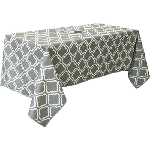 Recatngle Indoor Outdoor Waterproof Tablecloth With Umbrella Hole And Zipper For Patio Garden Party And BBQ 59X83.8 Inch