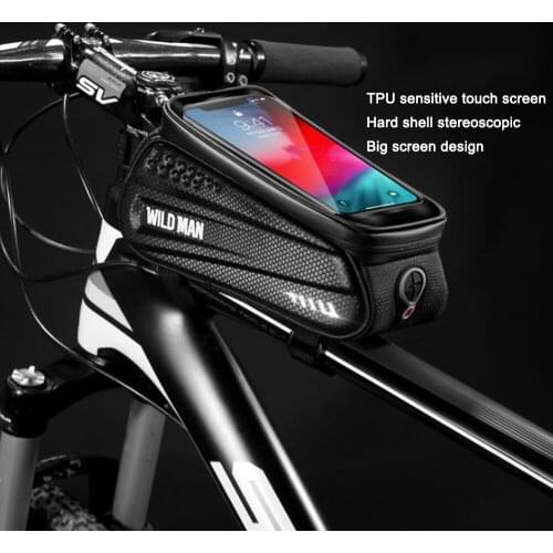 WILD MAN Rainproof Bicycle Front Frame Bike Bag with Touch Screen Phone Mount for Road Mountain Bike Saddle Bag Bicycle Triangle