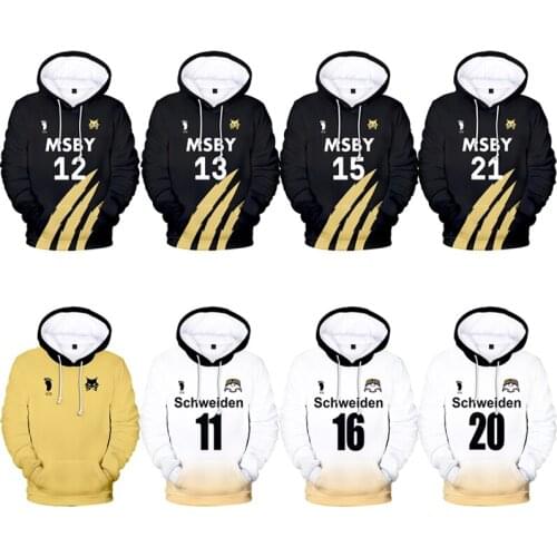 Japan Anime Haikyuu Cosplay Costume MSBY Volleyball Club Shoyo Hinata Kotaru Bokuto miya atsumu Unisex Sportswear Sweatshirt
