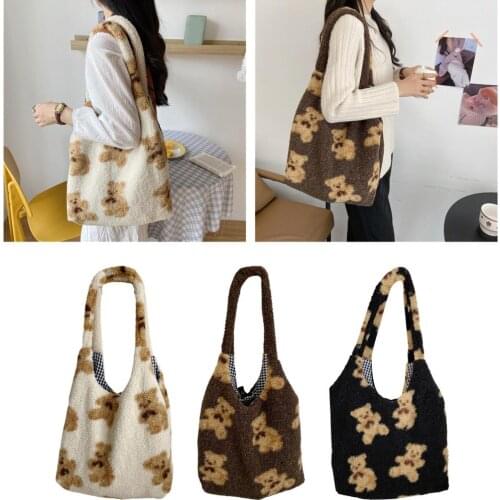 Women Plush Sheep Handbags New Design Girl Fashion Lamb Like Fabric Shoulder Bag Winter Warm Cute Book Bags For Girls