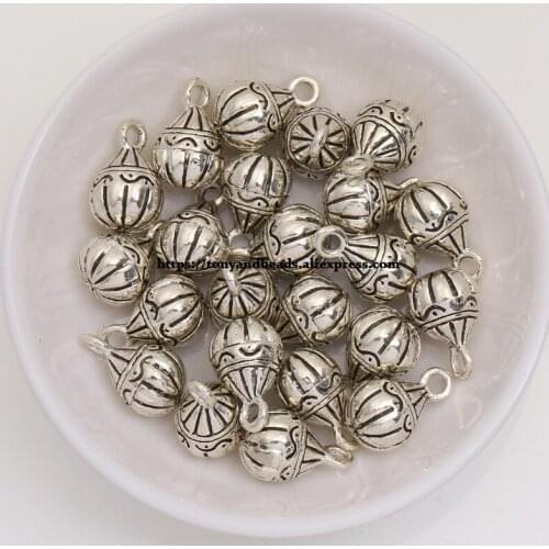50Pcs/Lot) Zinc Alloy Tibetan Silver European Charm Gourd-Shape Pendant Size 15X10mm HA6842B