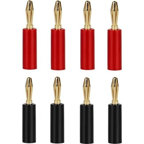 8Pcs Gold Plated 4mm Banana Plug Connectors Adapter Speaker Wire Audio Cable