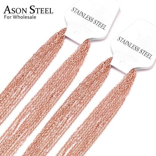 ASONSTEEL 1mm 10Pcs/Lot Rose Gold Link Chain Necklaces 316L Stainless Steel Chains Necklaces For Jewelry Making DIY High Quality