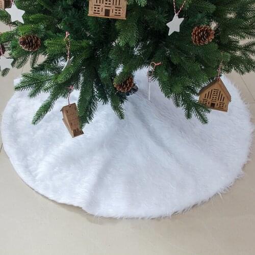 White Christmas Tree Skirt Plush Faux Fur Xmas Tree Carpet Merry Christmas Tree Decorations Ornament New Year Navidad Home Decor