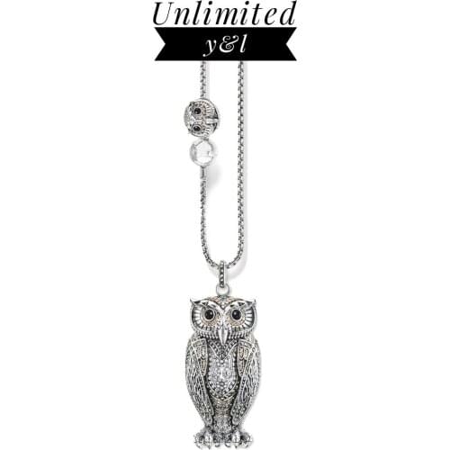 Owl Bead Pendant Necklaces 925 Sterling Silver Long Sweater Chain Punk European Jewelry Accessories Women Men Christmas Gifts