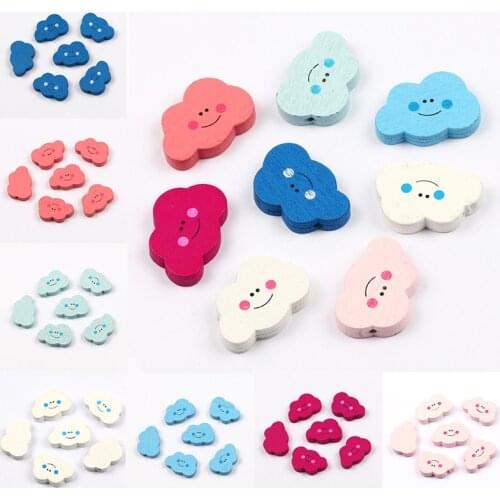 Natural Wood Beads Multicolor Cloud Shape Beads Cute Patterns For Childrens Jewelry Making DIY Baby Nipple Clip Supplies 20PCS