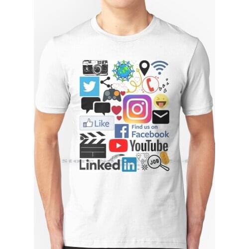 Lovers Of Social Media T Shirt 100% Pure Cotton Love Fun Funny Social Media Youtube Instagram Facebook Linkedin Like Camera