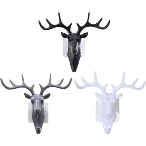Deer Head Animal Self Adhesive Clothing Display Racks Hook Coat Hanger Cap Room Decor Show Wall Bag Keys Sticky Holder