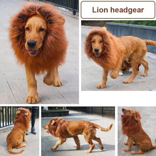 Golden Retriever Funny Dog Lion Headgear Wig Pet Corgi Medium Large Dogs Cosplay Hat Dogs Funny Headwear Pet Supplies