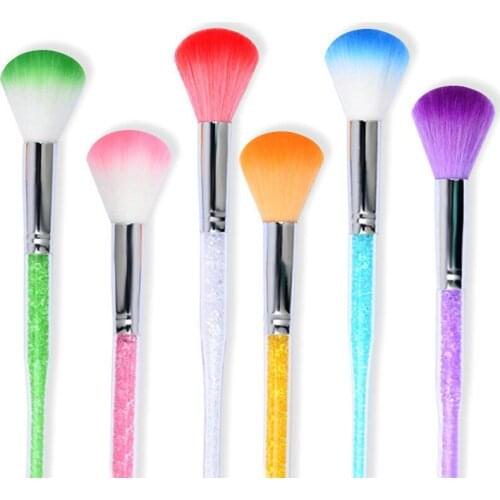 Hot 2018 Glitter Rhinestones Handle Brush Nail Tool Powder Remover Clean Brushes Nails Manicure Tools