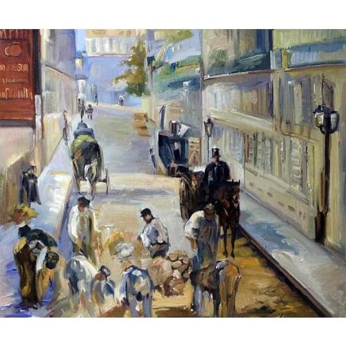 Original Quality Street Scenes Painting Rue Mosnier with Road Menders by Edouard Manet Canvas Painting Living Room Decor