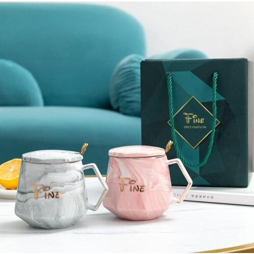 Nordic Marble Creative Ceramic Coffee Cup Office Business Mug Large Capacity Coffee Tea Cup Best Gift for Birthday Wedding