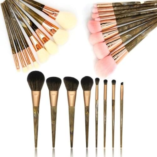 8pcs/Set Resin handle Makeup Brushes Cosmetic Face Foundation Power Eyeshadow Blush Marbling Make Up Brush Kit Maquiagem Cotton
