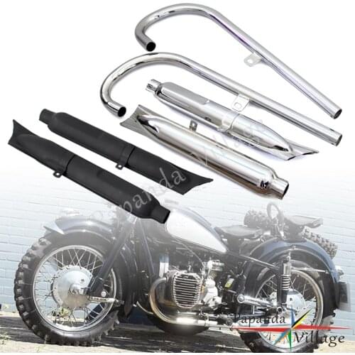 Black Chrome 32HP 24HP Classic Vintage Retro Exhaust Muffler Pipe System for BMW R71 M72 R12 R66 KS 500 600 750 K750 Silencer