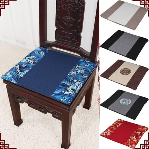 Chinese Patchwork Office Chair Seat Cushion Pad High End Cotton Linen Cushion Seat Car Reusable Cloth Mat