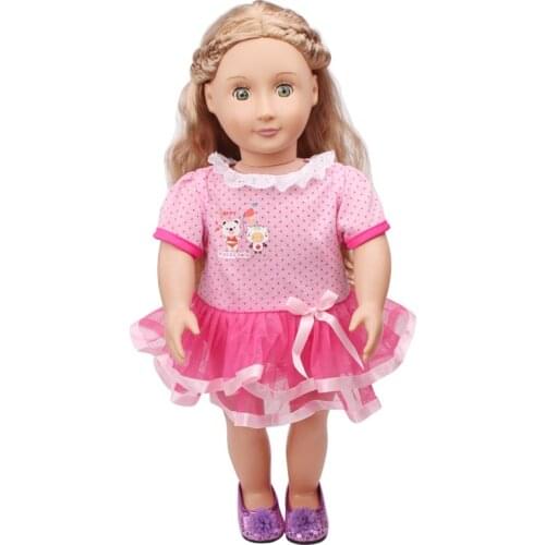 Doll clothes Cute baby pink dress toy accessories fit 18 inch Girl doll and 43 cm baby dolls c546