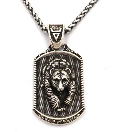 Norse Viking Bear Valknut Wolf Pendant Necklace Nordic Amulet Slavic Veles Symbol Animal Pendant Men Gift Fashion Jewelry
