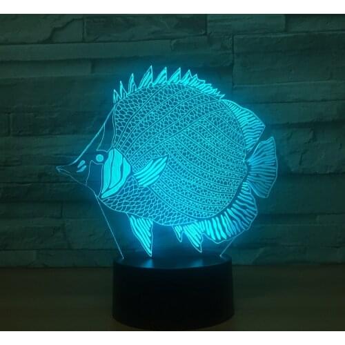 Pomfret Fish 3D Illusion Night Light 7 Colors LED usb Table Lamp for Home Bedroom Decor Kids Sleep Lighting Xmas Gift toy