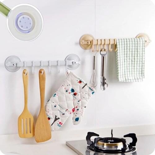 Adjustable Hook Rack Double Suction Cup Towel Rack Hanging Hook Holder Lock Type Sucker Towel Rack Kitchen Bathroom Accessories