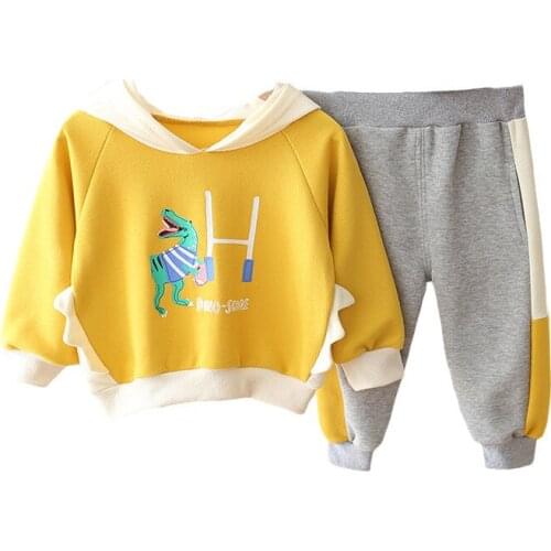 Spring Autumn Children Cotton Clothes Baby Boy Girl Cartoon Letter Hooded Pants 2Pcs/sets Infant Kids Fashion Toddler Tracksuits