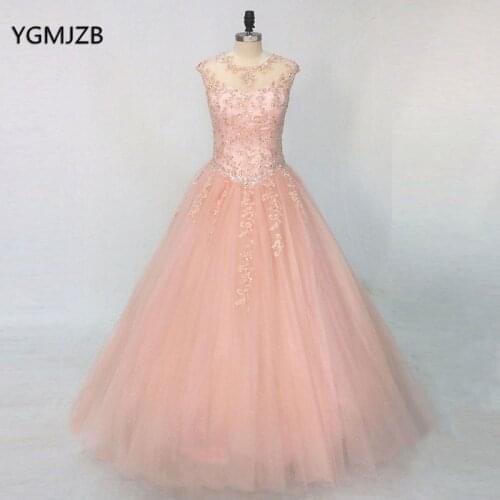 Blue Turquoise Hot Pink Quinceanera Dresses 2018 Ball Gown Beaded Lace Tulle Vestidos De 15 Long Prom Gown For Girl