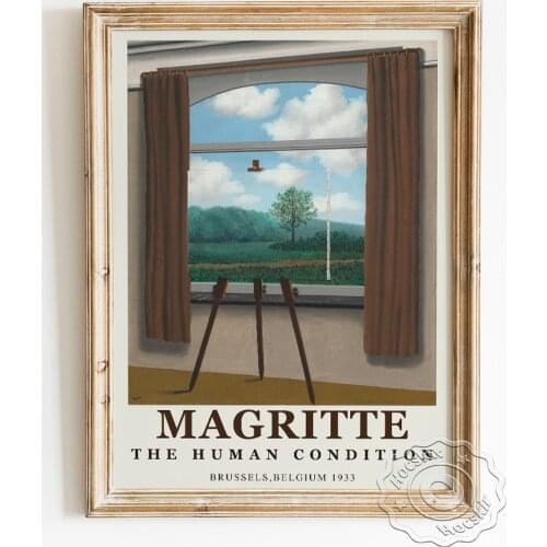 Rene Magritte Exhibition Museum Poster, The Human Condition Canvas Painting, Surrealism Wall Picture, Modern Home Decor Prints
