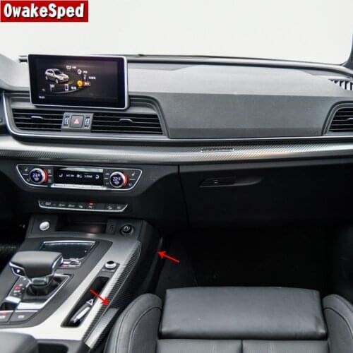 Carbon Fiber Color Gearshift Both Side Panel Decoration Cover Trim For Audi Q5 FY 2018-2020 LHD Car Styling Interior Accessories