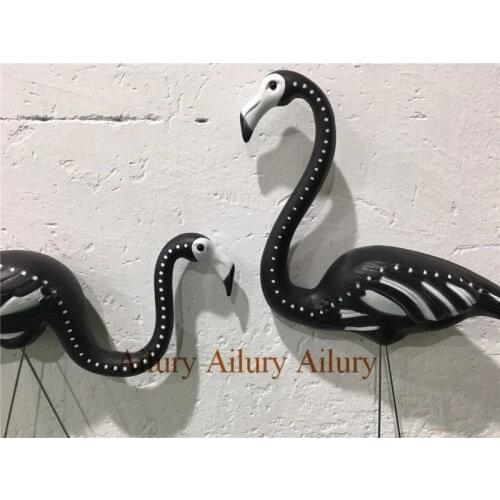 Black and white flamingo decoration, garden villa decoration, lawn wedding essential, decorative pile decorative column
