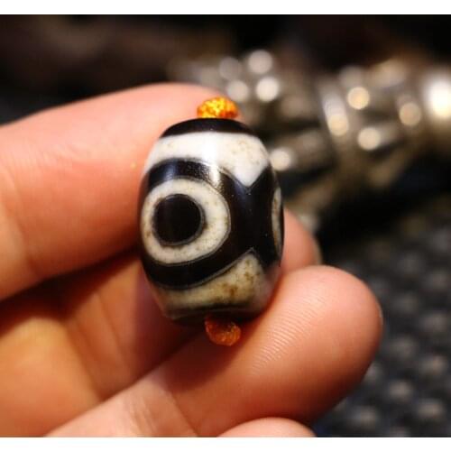 Treasure Unique Magic Tibetan Old Agate Oily Cinnabar Dots Gold Inlay Tiger Tooth Daluo dZi Bead Timestown UPD0205A