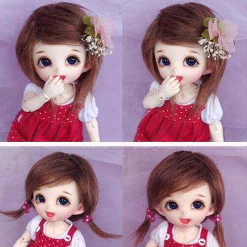 [wamami] Brown Middle-Long Wool Wig Hair Ae Pukifee Lati 1/12 1/8 1/4 1/3 1/6 SD DZ AOD BJD Dollfie