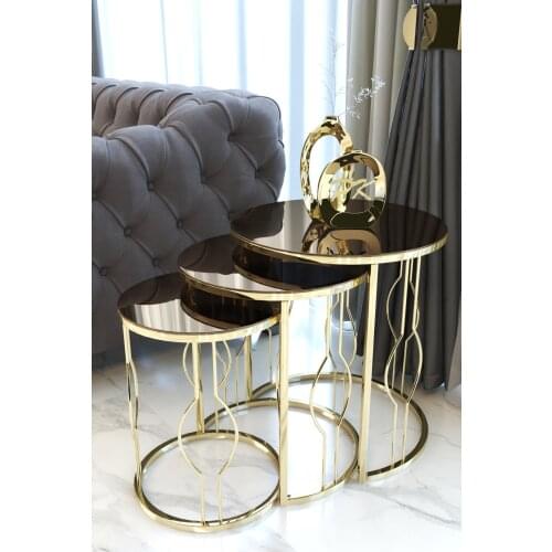 Gold Nesting Table, Bronze Mirrored